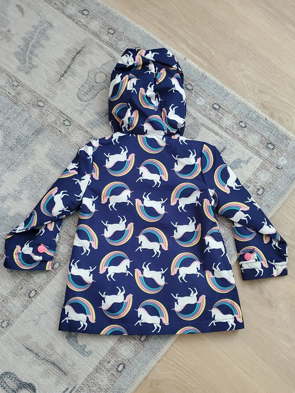 Carters Toddler Girls Rainbow Unicorn Rain Jacket Hooded Coat Sz3T